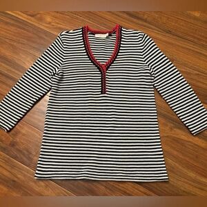 Tory Burch Black/White Stripe Knit Sweater